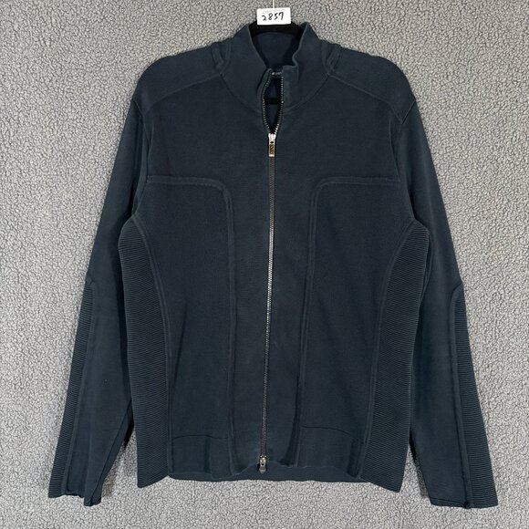 Zegna Sport Full Zip Cotton Blend Stretch Sweater - Men's Size XL - Dark Blue - Picture 1 of 10